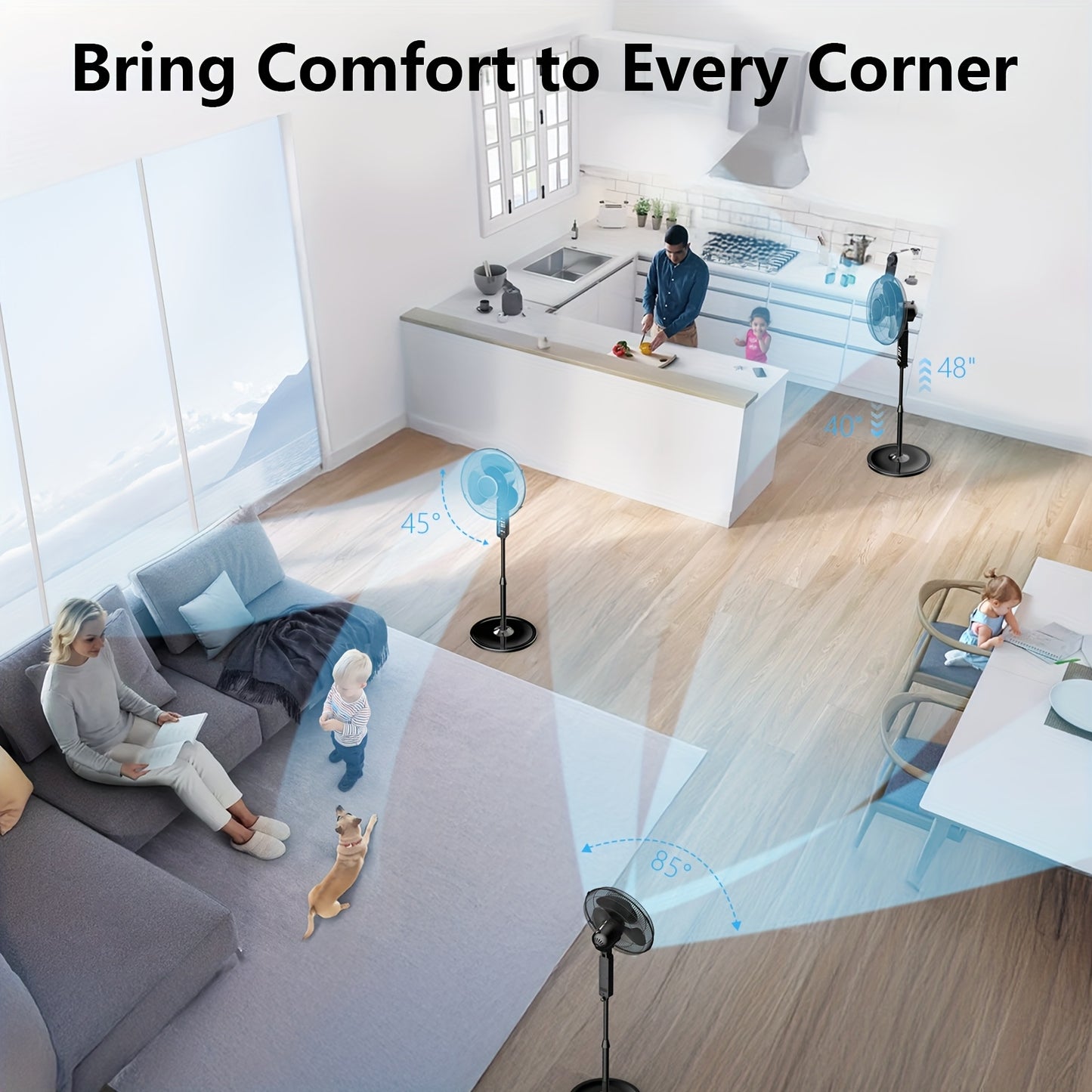 Pedestal Oscillating Fan With Remote Control